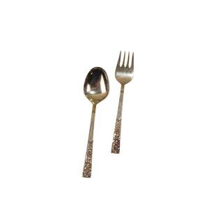 BAC Brass Salad Set Fork Spoon Serving Vintage
